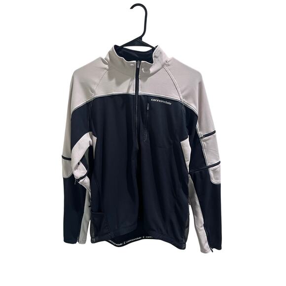 Cannondale Men’s Cycling Jacket Large Black Gray Full Zip Thermal Bike Jersey